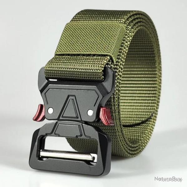 CEINTURE TACTIQUE � LIB�RATION RAPIDE - BOUCLE PAPILLON VERTE MILITAIRE
