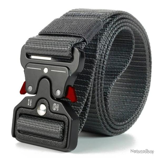 CEINTURE TACTIQUE � BOUCLE PAPILLON - GRIS/ROUGE