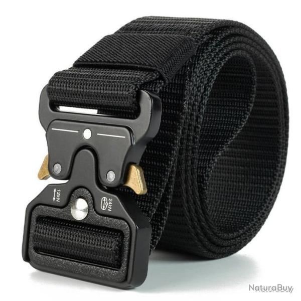 CEINTURE TACTIQUE � BOUCLE PAPILLON - NOIR/OR