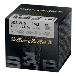 Munitions SELLIER & BELLOT cal.308win FMJ 180gr 11.7g par 150