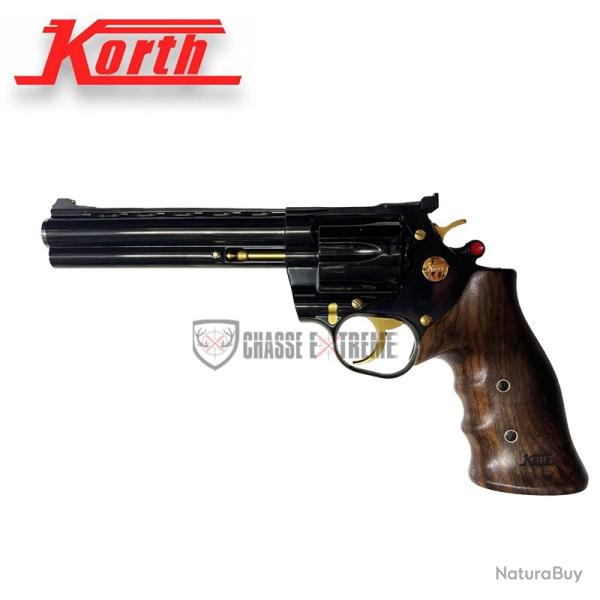 Revolver KORTH Classic 6'' High Polished Glossy Noir Lux Wood Jim Wilson Grip Cal 357 Mag