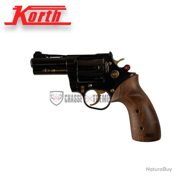 Revolver KORTH Classic 3'' High Polished Glossy Noir Lux Wood Box&Classic Grip Cal 357 Mag