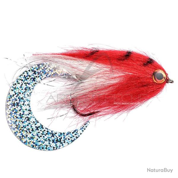 Mouche FMF brochet paolos wiggle tail blanc et rouge H6/0