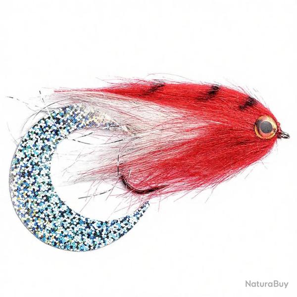Mouche FMF brochet Paolo wiggle tail blanc et rouge H6/0