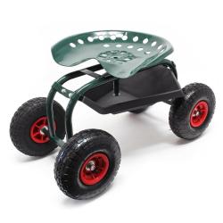 Si&egrave;ge de jardin sur larges roues 150 kg max chariot coulissant porte-outil 16_0002694