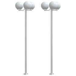 Lot de 2 lampadaires d'ext&eacute;rieur 16 x 16 x 215 cm &eacute;clairage polyvalent jardin finition brillante en