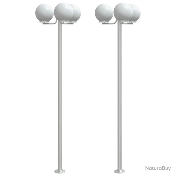 Lot de 2 lampadaires d'ext�rieur 16 x 16 x 215 cm �clairage polyvalent jardin finition brillante en