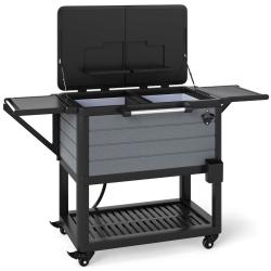 Chariot r&eacute;frig&eacute;rant mobile pour jardin 83 x 50 x 85 cm grande capacit&eacute; et manoeuvrabilit&eacute; facile en