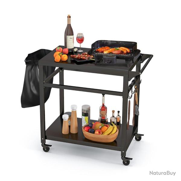 Chariot de jardin sur roulettes 108 x 50,5 x 88 cm polyvalent avec grand espace de rangement style