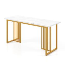Table &agrave; manger moderne 160 x 60 cm pour 6-8 personnes avec pieds en T stabilit&eacute; renforc&eacute;e design co