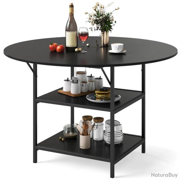 Table � manger ronde 120 x 76 cm 4-6 personnes avec double �tag�re ouverte design moderne ferme en