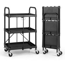 Chariot &agrave; outils servante pliante 61 x 44 x 96 cm charge 45 kg multi-usage pratique design en m&eacute;tal