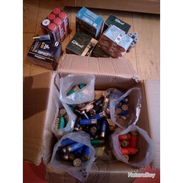 Gros Lot cartouches cal 12  15kg, munitions acier et plomb