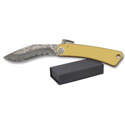 Couteau  pliant dor&eacute;  lame courb&eacute; de 7.00 cm