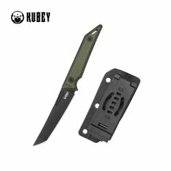 Couteau Kubey Goliath Lame Tanto Acier 14C28N Black Manche Green Micarta Etui kydex KUB430F
