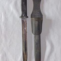 Ba&iuml;onnette et son porte ba&iuml;onnette mauser 98k allemand 39/45 collection WW2