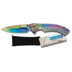 Couteau squelette dino lame de  8.60  &laquo; RAINBOW  &raquo; couleur Arc en Ciel