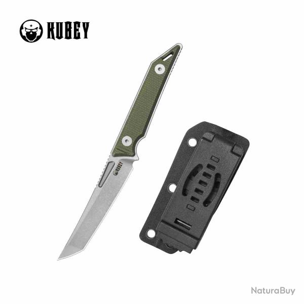 Couteau Kubey Goliath Lame Tanto Acier 14C28N Manche Green Micarta �tui Kydex KUB430E