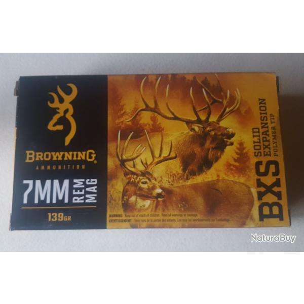 Munitions 7RM de marque browning en 139gr ogive BXS