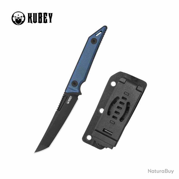 Couteau Kubey Goliath Lame Tanto Acier 14C28N Manche Black Denim Micarta �tui Kydex KUB430D