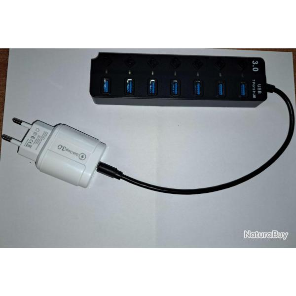 Barette de chargement pour 7 colliers 3 � 5 Amp�res et 5 Volts