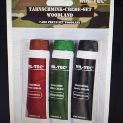 Mil-tec set de 3 tubes de grimage camo
