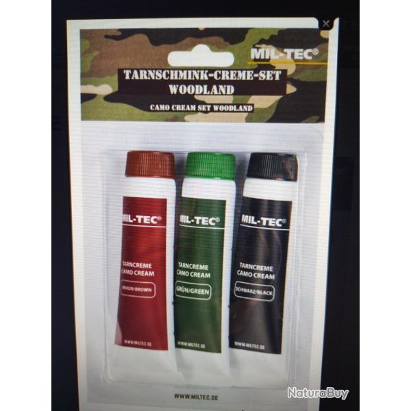 Mil-tec set de 3 tubes de grimage camo