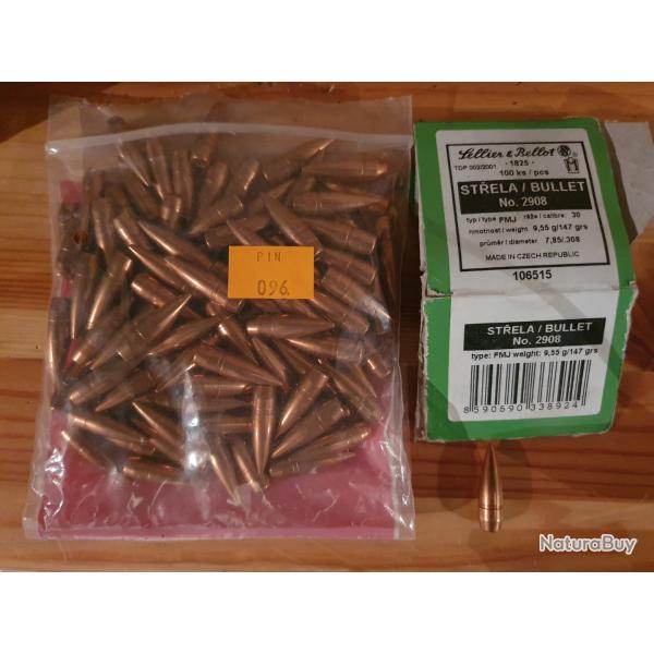 Ogives Sellier et Bellot FMJ 147 gr cal.308