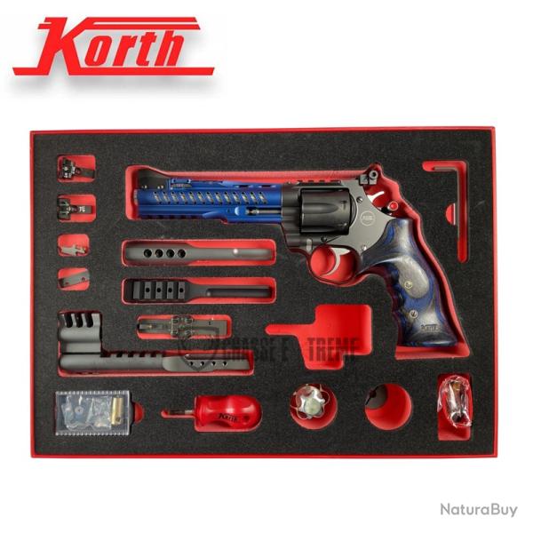 Revolver KORTH Super Sport GTA Bleu 6'' Jim Wilson Grip Noir&Bleu Cal 357 Mag avec kit Performance