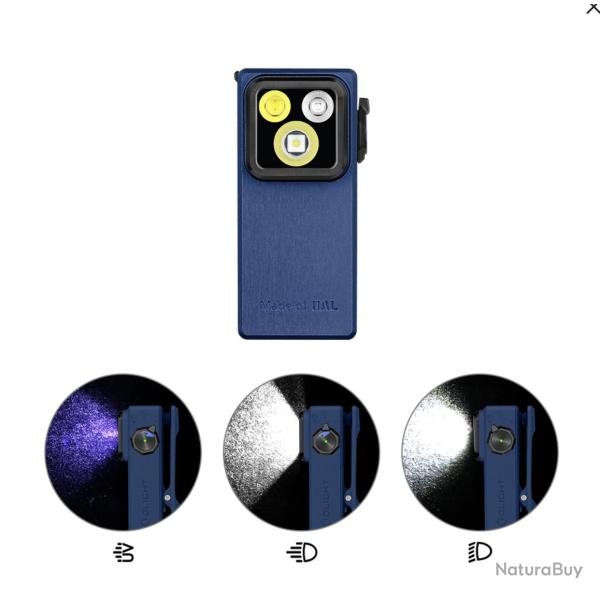 Oclip Ultra avec faisceau large, concentr� et UV- Olight Bleu Marine