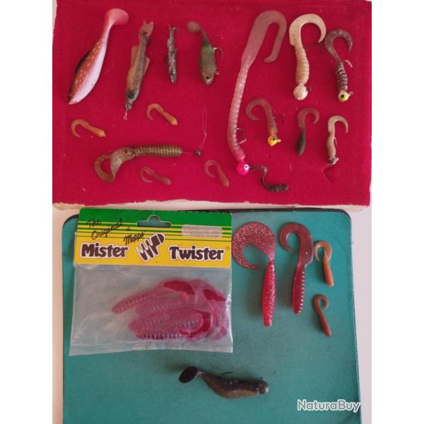 LOT LEURRES SOUPLES MISTER TWISTER T�TES PLOMBEES