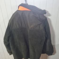 Veste r&eacute;versible en fourrure synth&eacute;tique Couleur olive orange 2XL