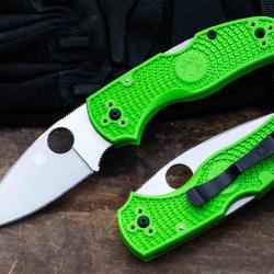 Couteau Pliant Spyderco Native 5 Salt Lame Acier LC200N Manche Green FRN Lockback USA SC41PGR5