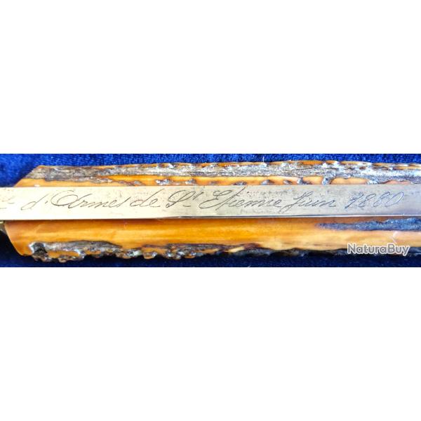 RARISSIME GRANDE DAGUE HALLALI CHASSE PLIANTE MANUFACTURE D'ARMES DE ST ETIENNE JUIN 1880 + COFFRET