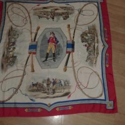 foulard militaire vintage carr&eacute; herm&egrave;s paris  poste aux lettres / par hugo grygkar 1957 / 88 X 83