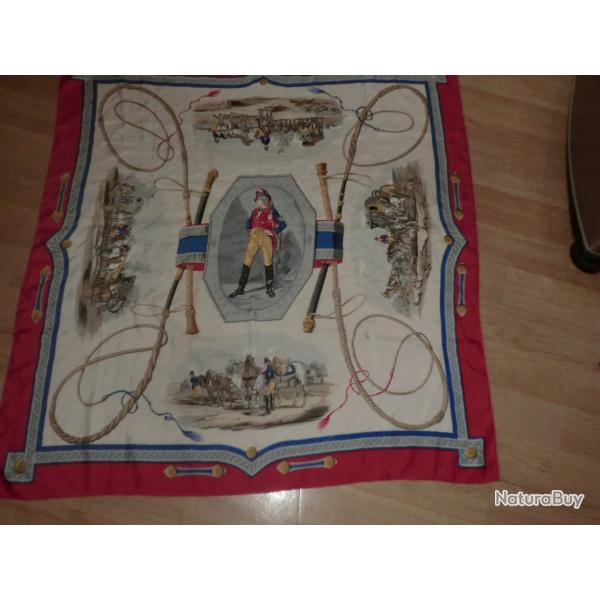 foulard militaire vintage carr� herm�s paris  poste aux lettres / par hugo grygkar 1957 / 88 X 83
