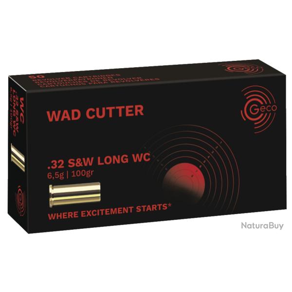 Cartouches GECO Calibre 32 S&W Long Wad Cutter 100 grains (x250)