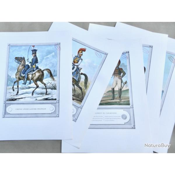 Lot de 5 gravures - Cavalerie fran�aise - Ier Empire