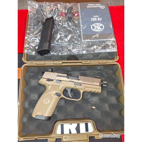 FN HERSTAL 502 TAN CAL. 22LR ETAT NEUF COMPLET GARANTIE 1 ANS + HOLSTER TAN