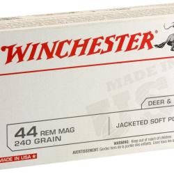 Munitions Winchester Calibre 44 Rem Magnum 240 grains JSP