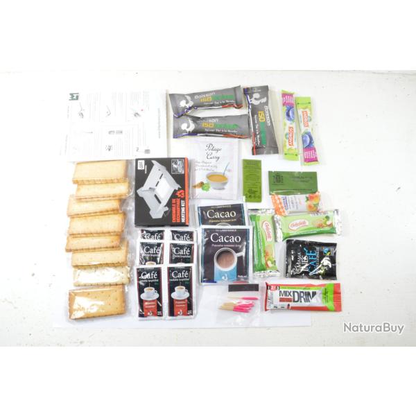 Lot aliments de ration militaire + r�chauds (kit rechaud). Camping chasse survie p�che survivalisme