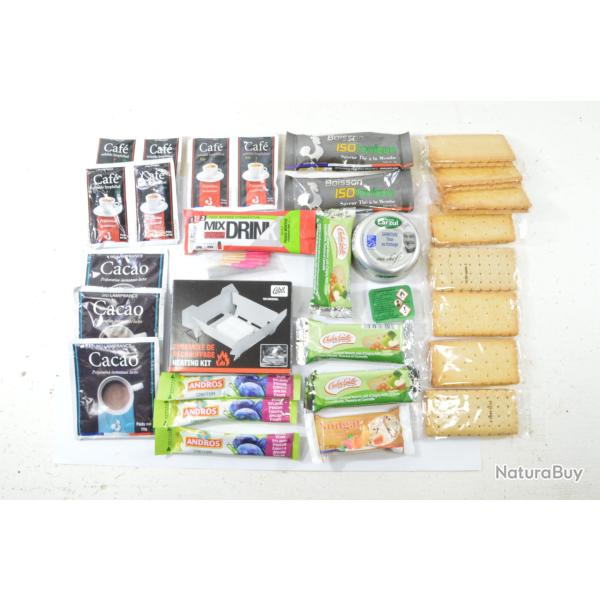 Lot aliments de ration militaire + r�chauds (kit rechaud) Camping chasse survie p�che survivalisme B