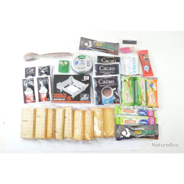 Lot aliments de ration militaire + r�chauds (kit rechaud) Camping chasse survie p�che survivalisme C