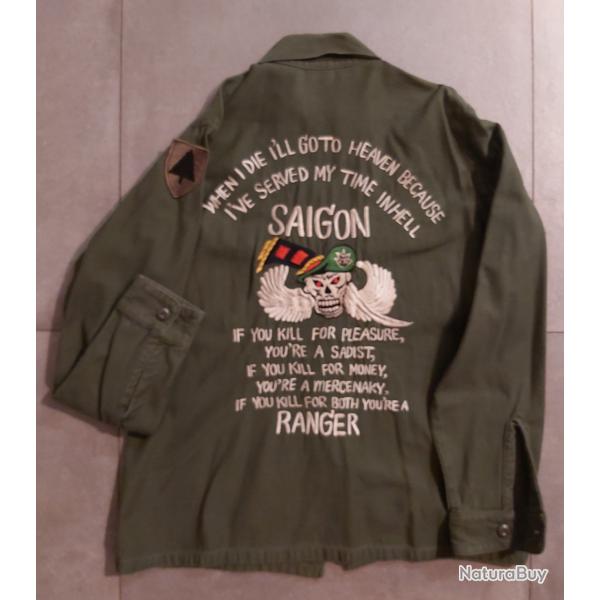 US army Vietnam veste brod�e originale 1972 fin de service Rangers Saigon (humour)