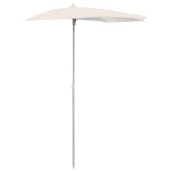 Demi-parasol de jardin avec m&acirc;t 180 x 90 cm sable 02_0007729