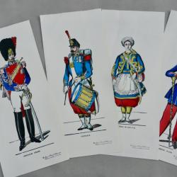 Lot de 4 Images d'&Eacute;pinal - S&eacute;rie militaire - Imagerie d'&Eacute;pinal - Pellerin - Coloris aux pochoirs