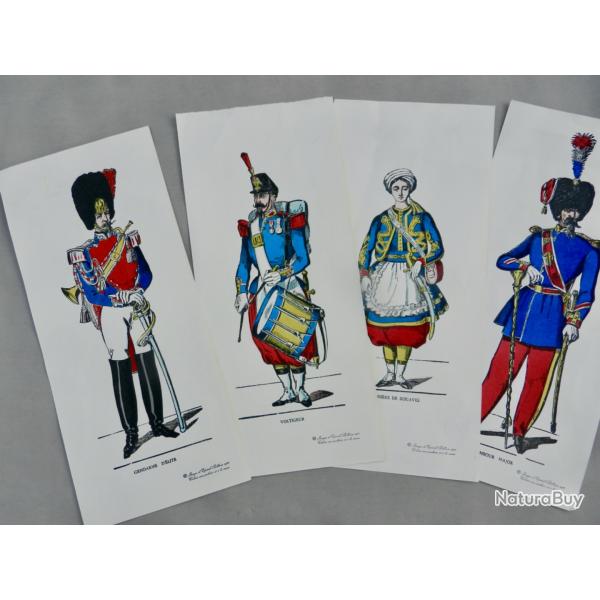 Lot de 4 Images d'�pinal - S�rie militaire - Imagerie d'�pinal - Pellerin - Coloris aux pochoirs