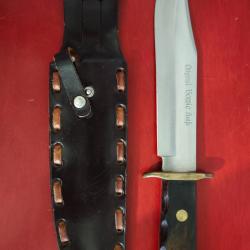 Couteau C.J. Herbertz "Original Bowie Knife" - Ann&eacute;es 70/80 - Manche bois & &eacute;tui cuir