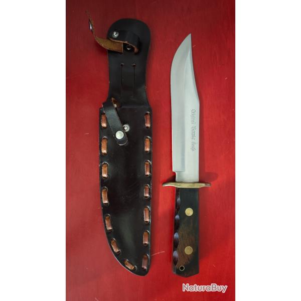 Couteau C.J. Herbertz "Original Bowie Knife" - Ann�es 70/80 - Manche bois & �tui cuir