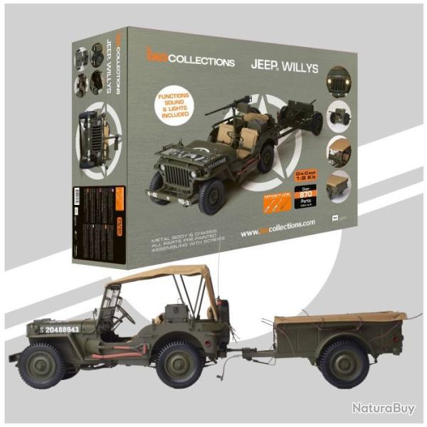 JEEP WILLYS FULL KIT 870 PIECES 1/8 + 2 X JEEP 1/43 D. DAY ARTICLES NEUFS